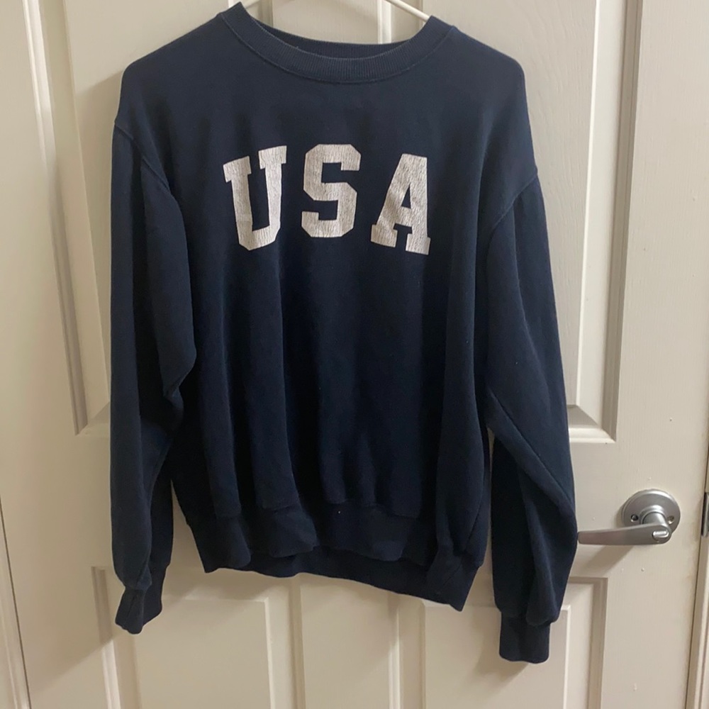 Brandy Melville one size USA sweater. Beachy material, cute flag patch on sleeve